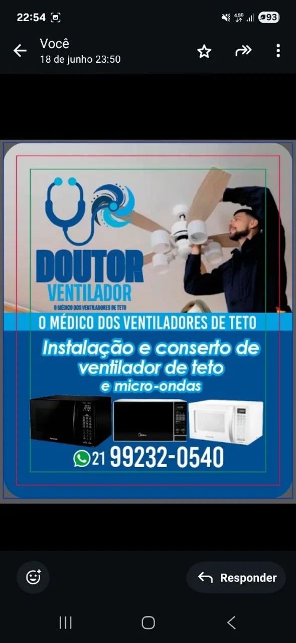 Instalação de Ventilador de teto e Eletricista 