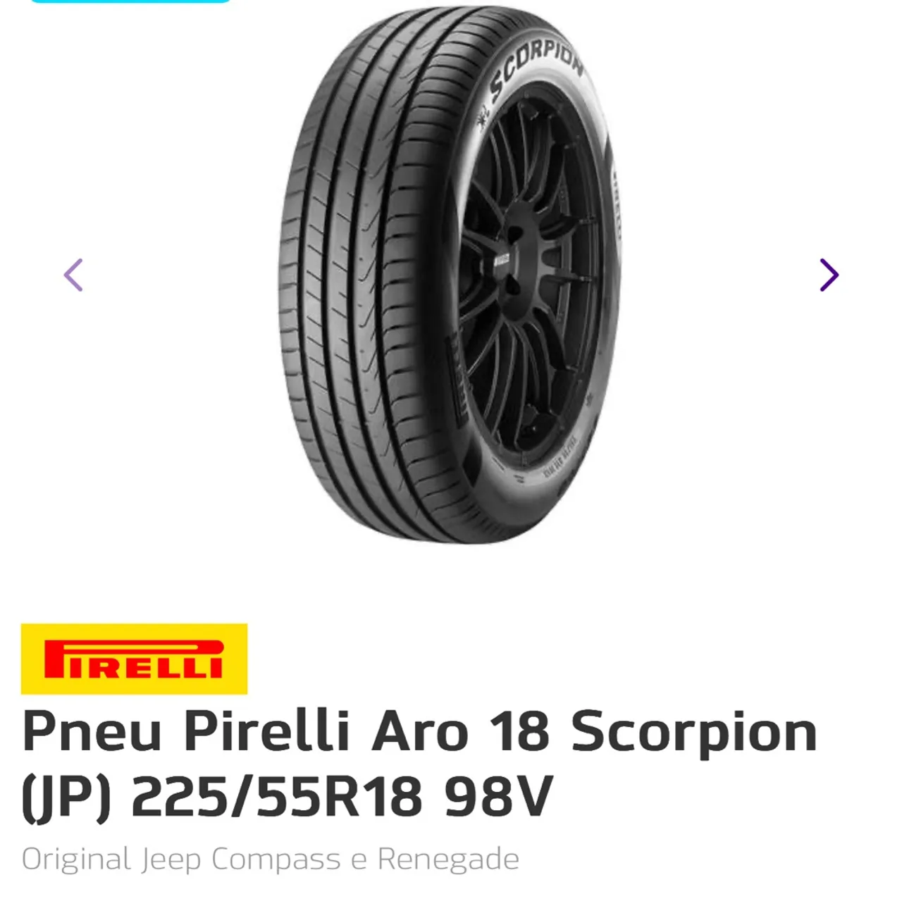 Pneu Pirelli Aro 18 Scorpion 225/55R18 98V