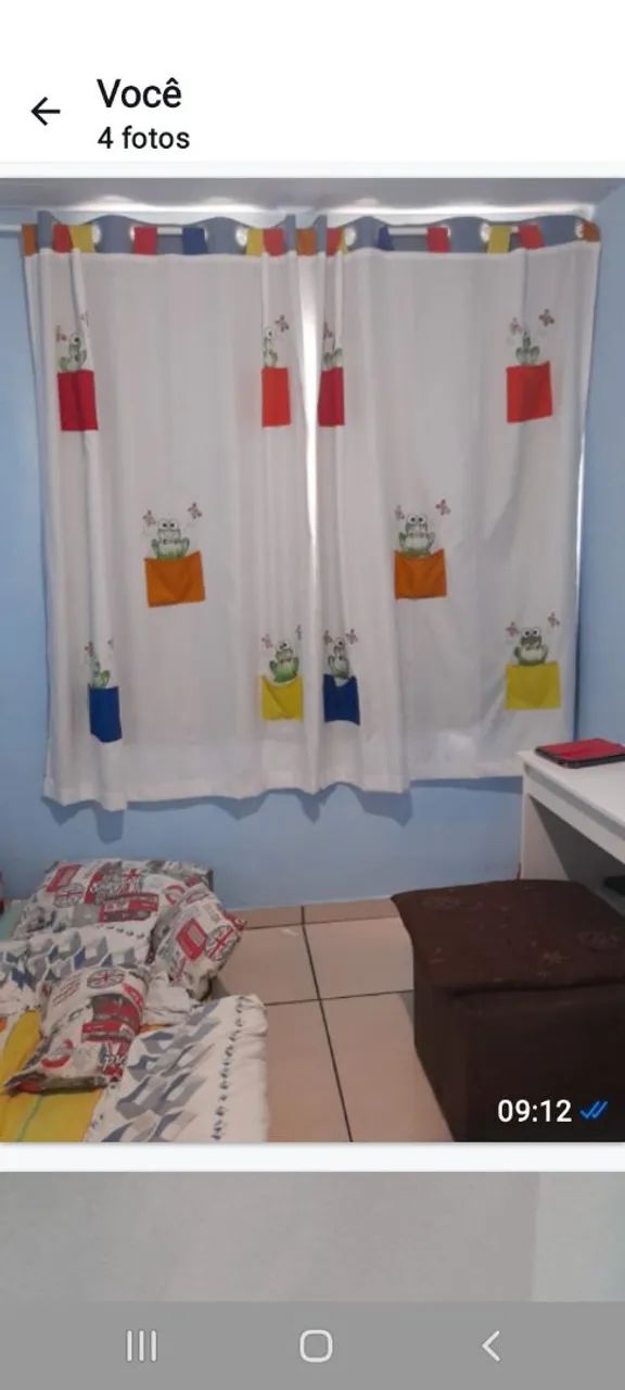 Cortina de tecido branca com desenho de sapo - Foto 3