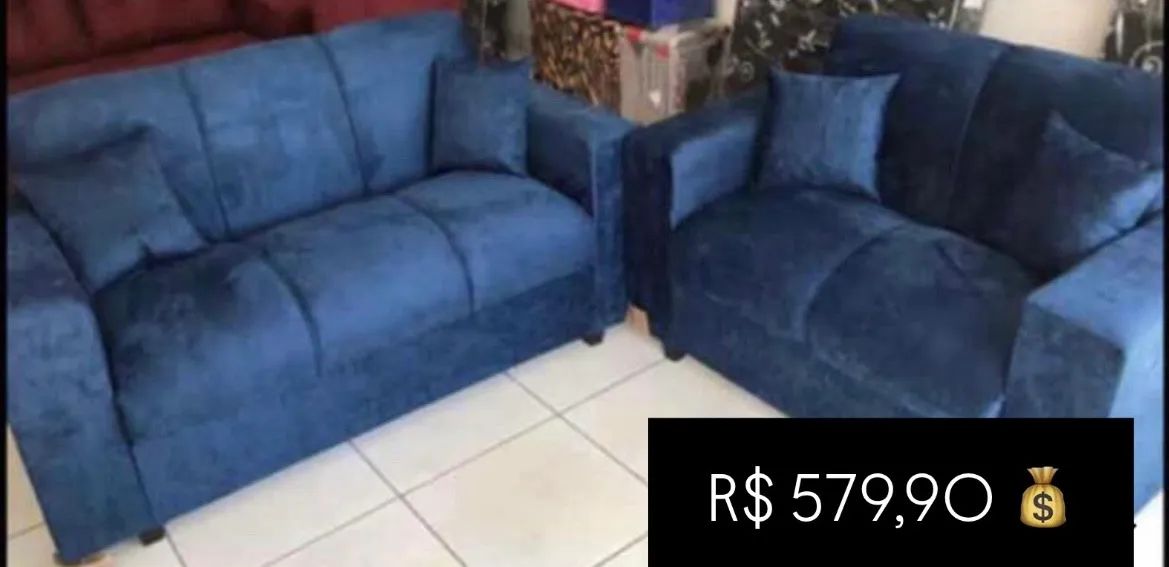 Conjunto de Sofá com Puff e Almofadas - Foto 4