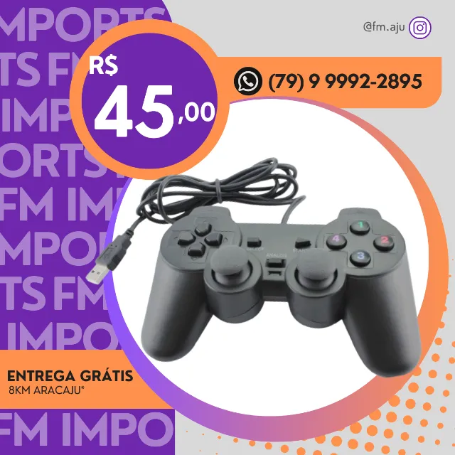 Controle USB Ps 2 Pc Notebook - Novo - Entrega Grátis 8km