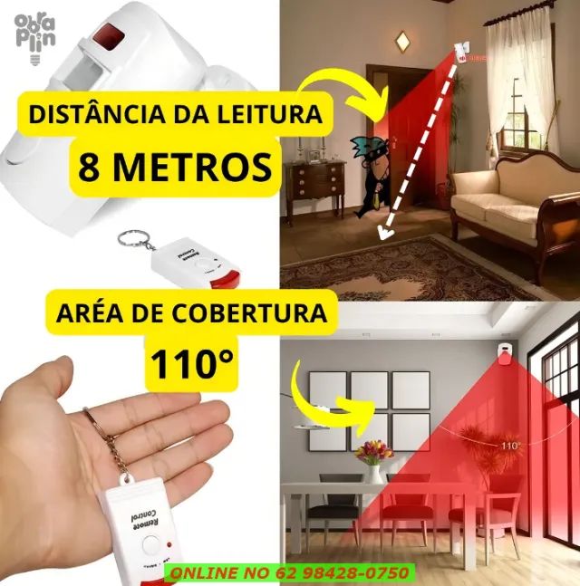 Alarme Mini S/ Fio Residencial Comercial 02 Controles Remoto - Foto 4