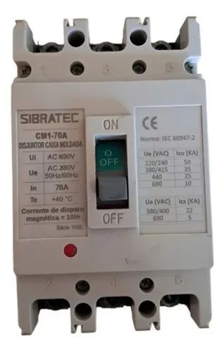  Disjuntor Caixa Moldada 70a Sibratec