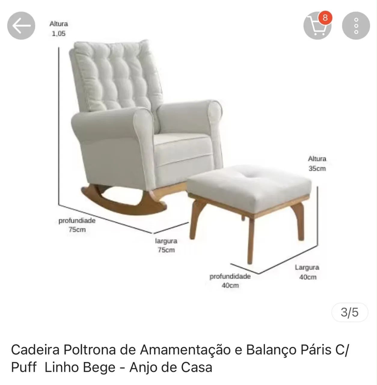 VENDA RÁPIDA ! Cadeira de amamentação  - Foto 2