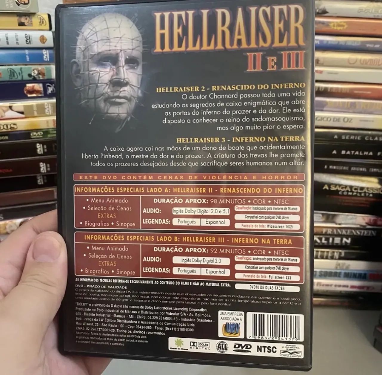 Hellraiser 2 e 3 DVD Original Dupla Face com Dois Filmes de Terror Pinhead  - Foto 2