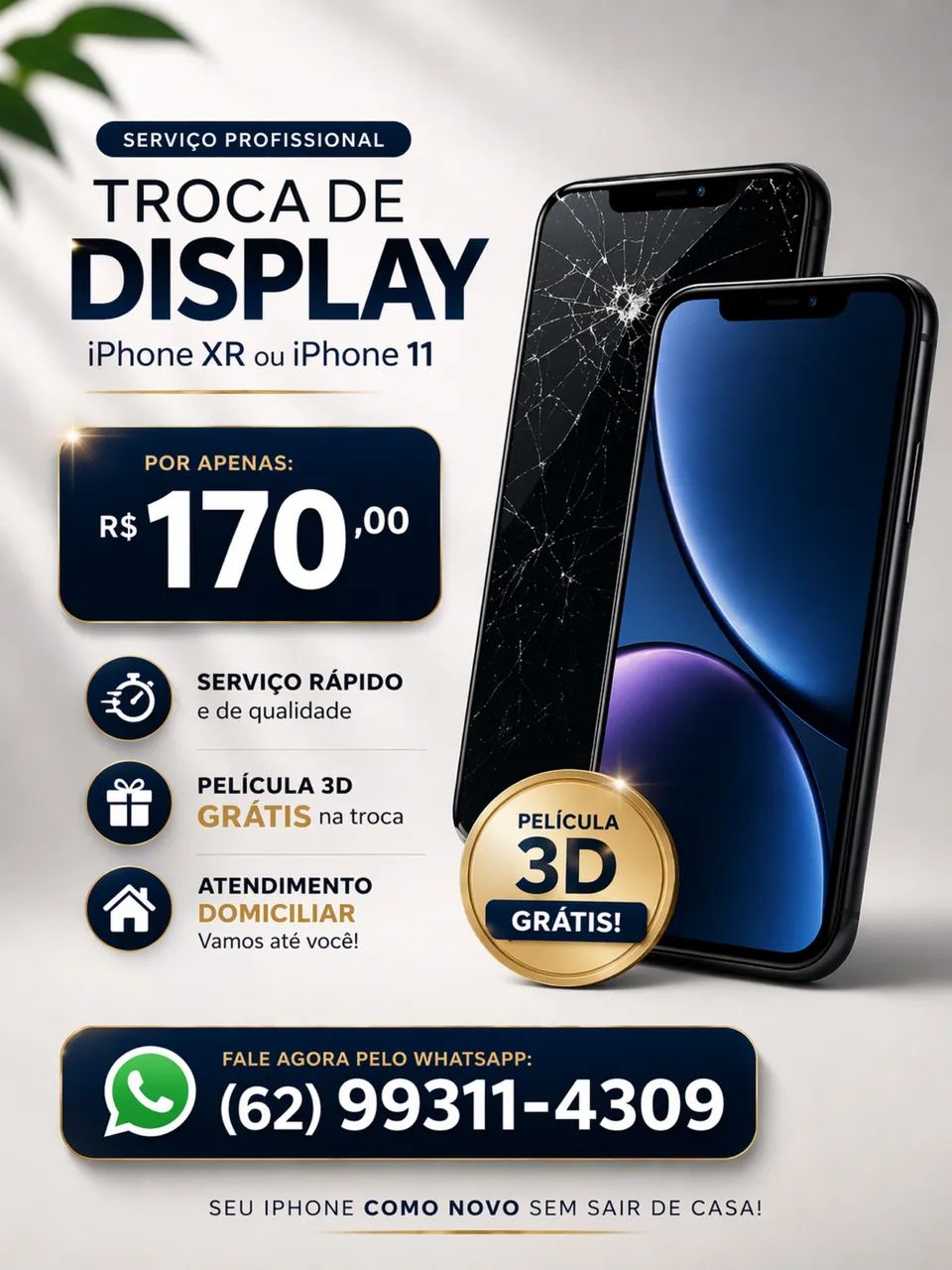 Display IPhone XR ou 11 - Trocamos na hora 