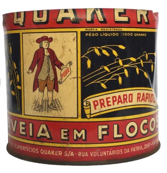 Lata aveia em flocos quaker anos 50