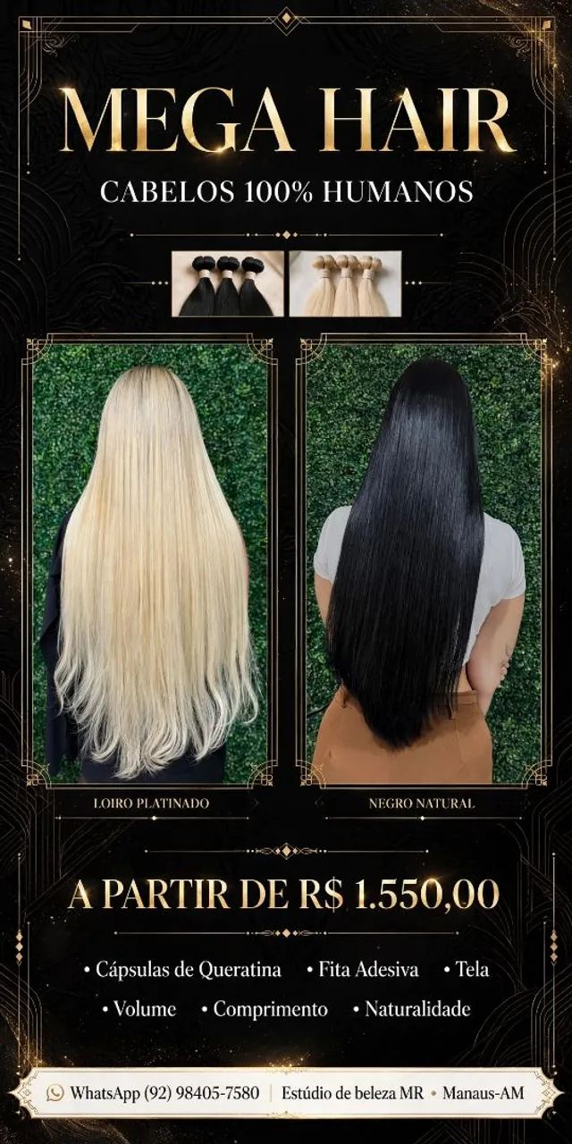 Mega hair, cabelo 100% humano. 
