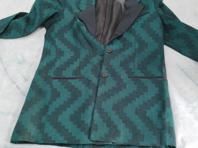 Blazer Masculino Verde Com Risca Ondulada Pretas Antigo - Foto 3