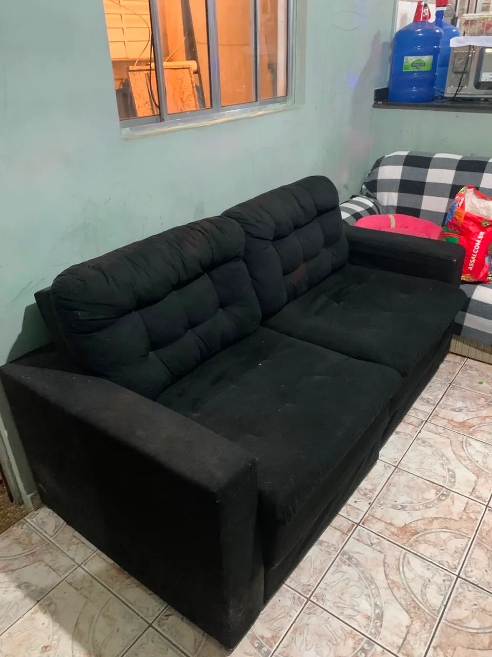 Sofá cama de canto chaise preto - Foto 3