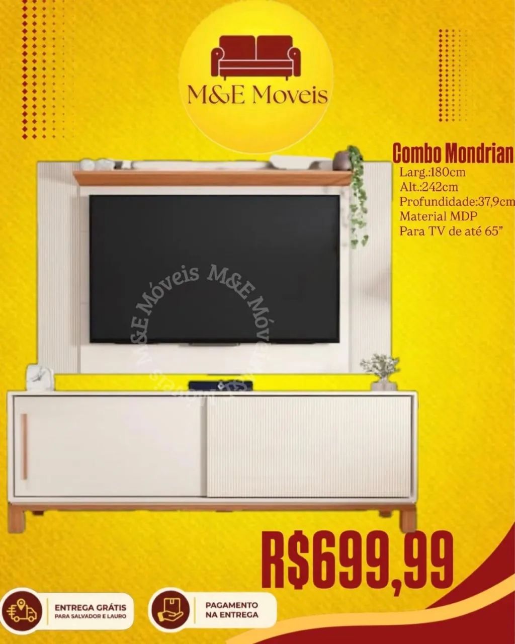 Combo rack e painel para tv de até 65 polegadas 