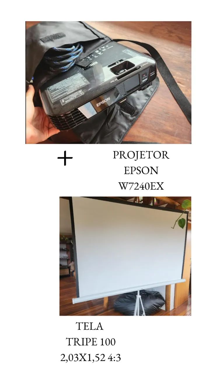 projetor epson + tela com tripé