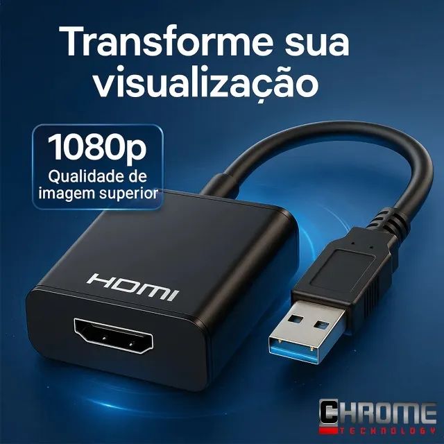 Conversor Usb X Hdmi  / PRETO HDCP (JK Eletrônicos Atacado e Varejo)