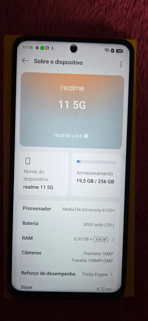 Celular Realme 11 5G, 256GB, 16GB RAM, ótimo estado! - Foto 4