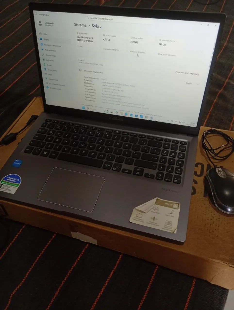 Notebook assus semi novo 