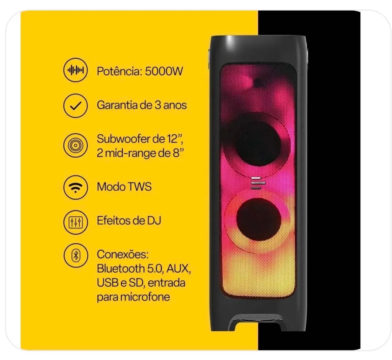 Caixa de Som Flamebox DJ 5000W RMS Pulse - SP512OUT - Foto 2
