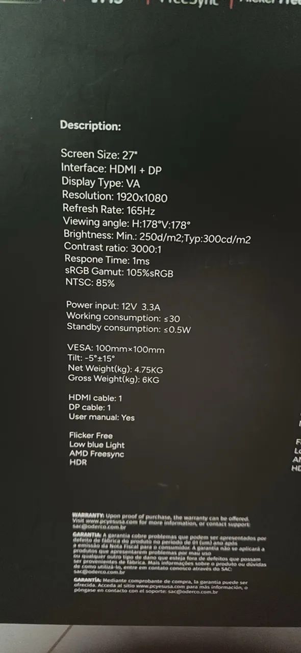 Monitor gamer 27" 165Hz  - Foto 4