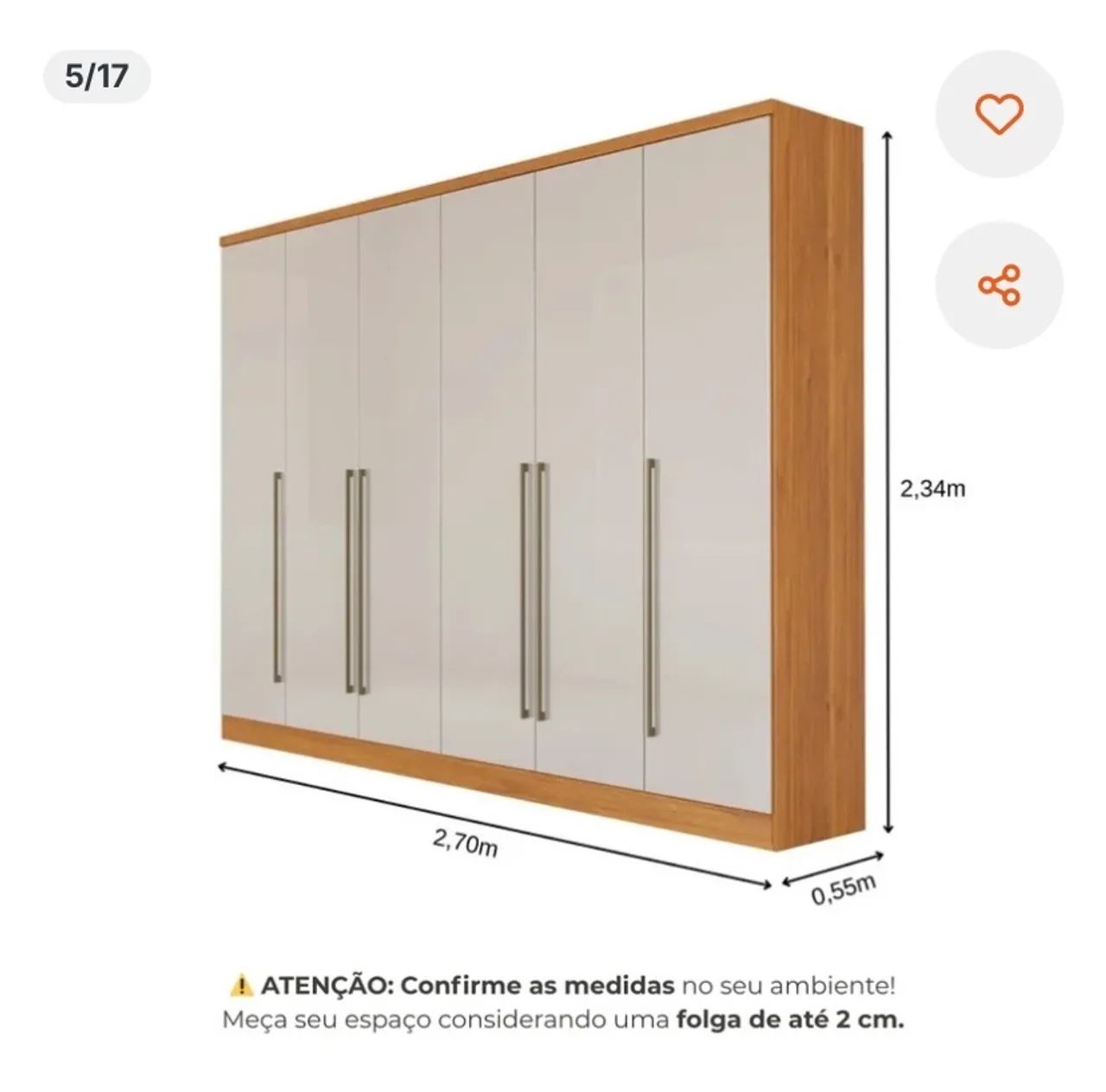 GUARDA-ROUPA 270CM - IMPECÁVEL | R$ 900 - Foto 4