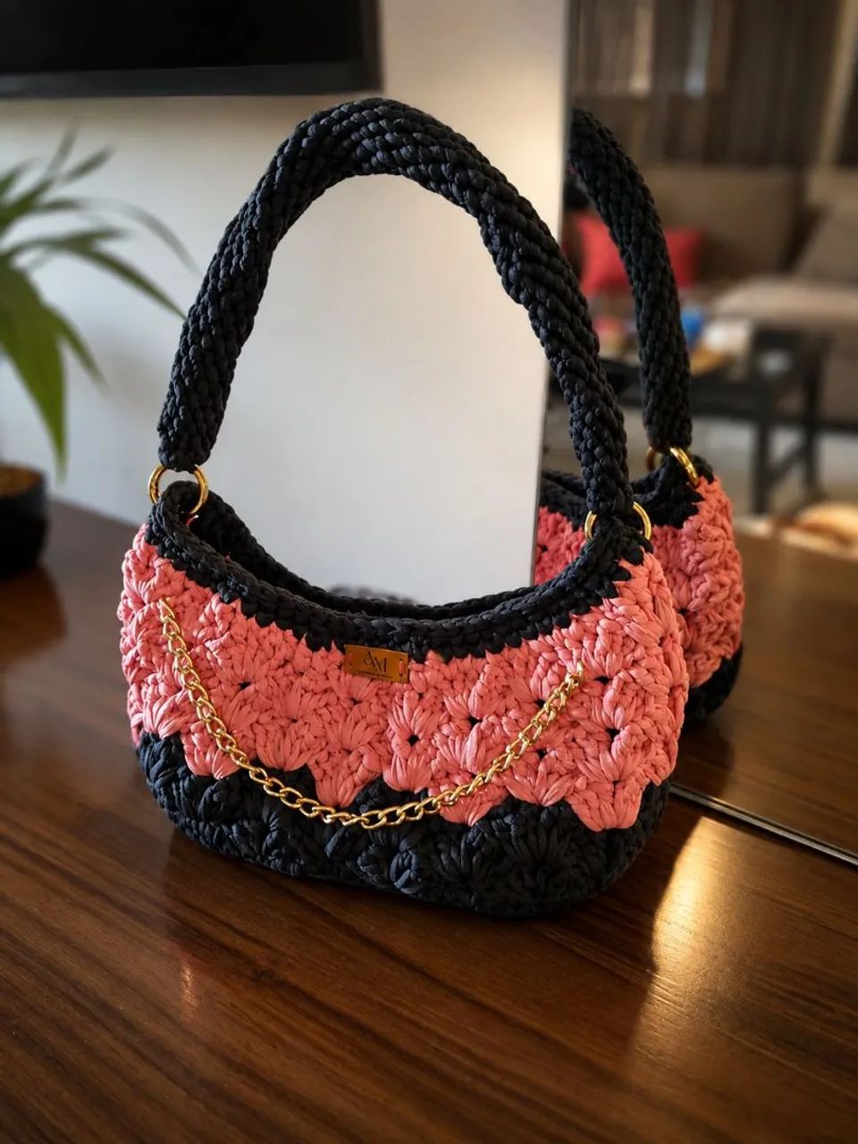 Bolsas de crochê handmade, fio de malha  - Foto 5
