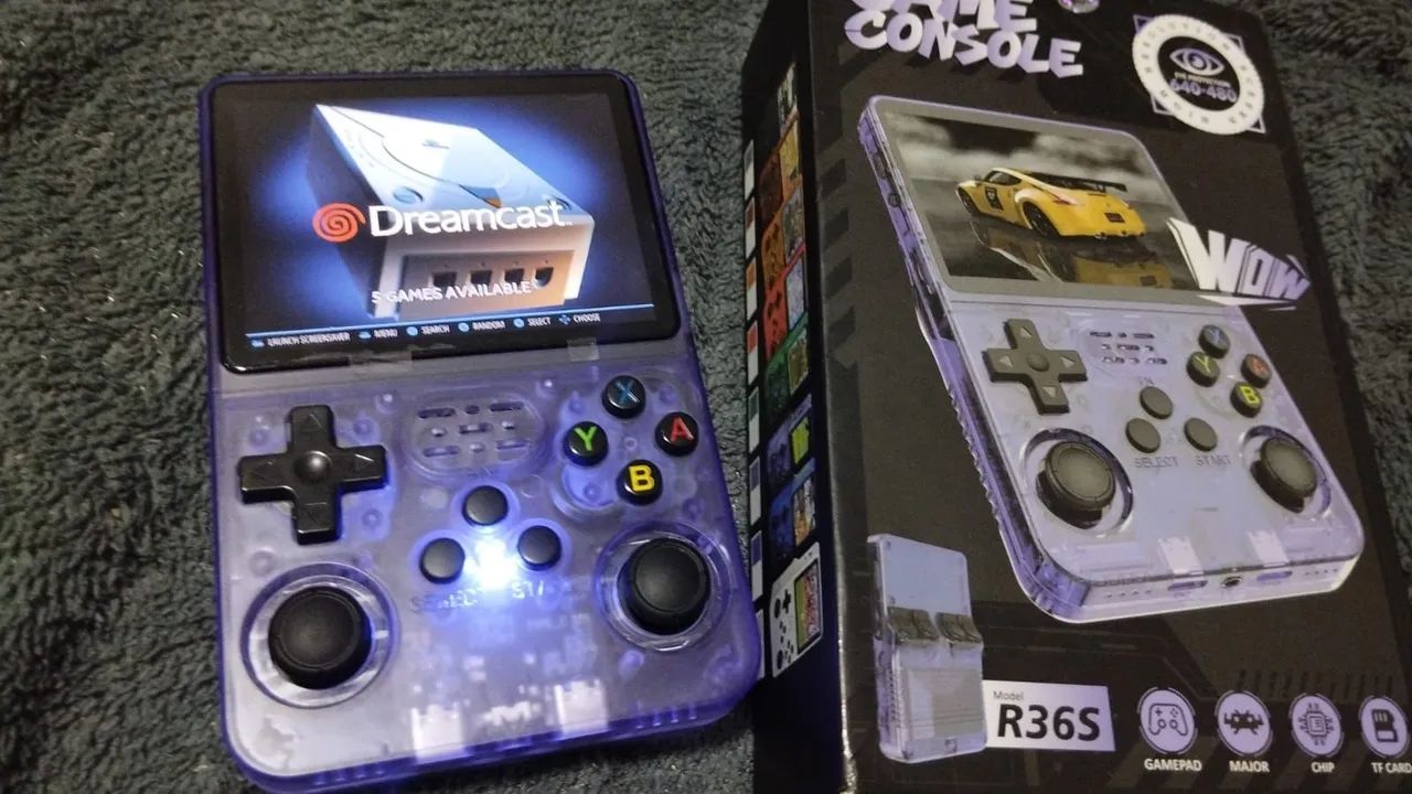Console portátil R36S roxo
