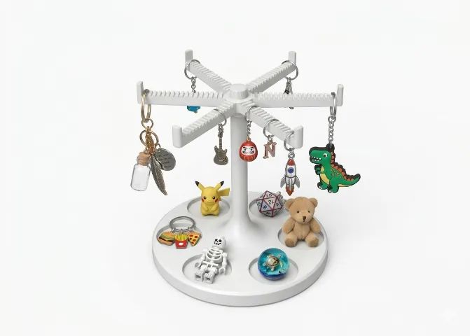 Porta Chaveiro 2 em 1 Rotativo com Base Organizadora para Mesa e Objetos Pequenos - Foto 3