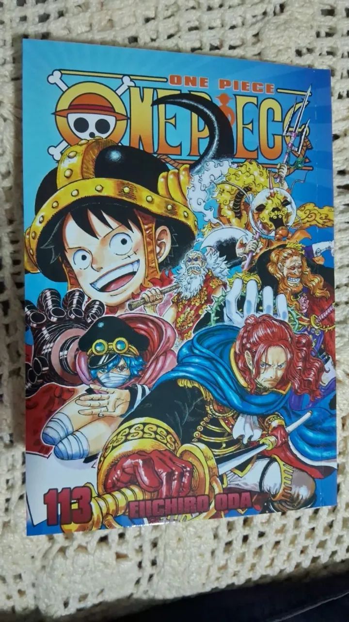 Mangás One Piece volumes 109, 110, 111, 112, 113 e a enciclopedia