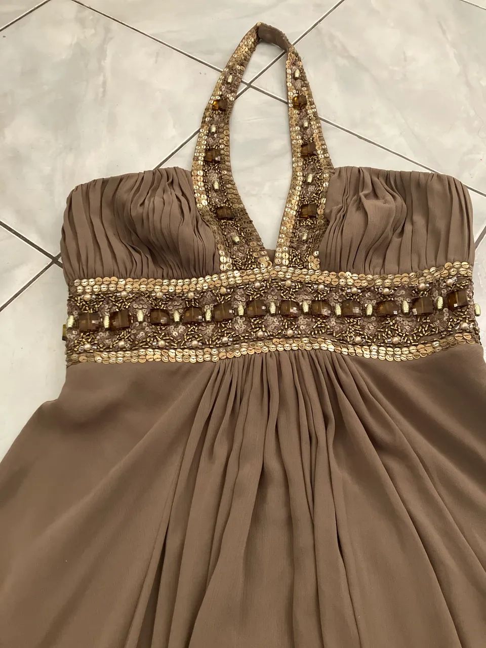 Vestido marrom de festa - Foto 2