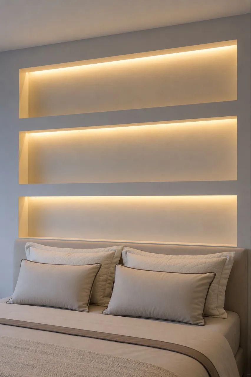 Cabeceira com Led p/ cama casal ou Queen em MDF