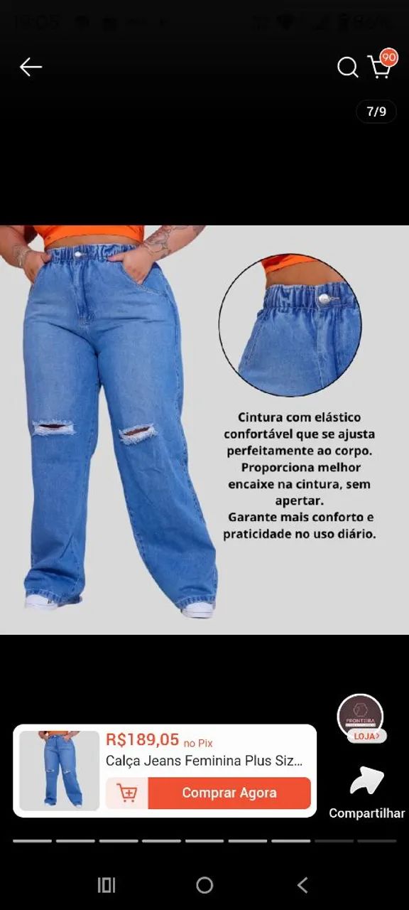 Calça jeans plus size 