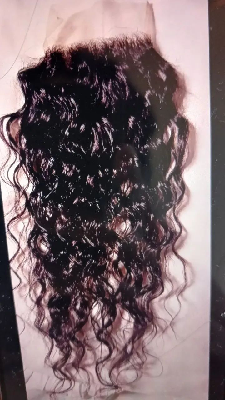 Top closere de cabelo humano cacheado 4×4 - Foto 2