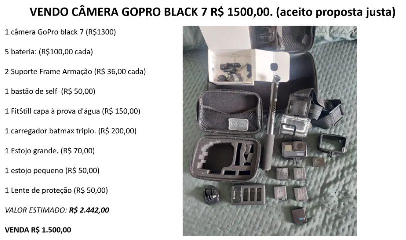 CÂMERA DE AÇÃO (action cam) GoPró Black 7.