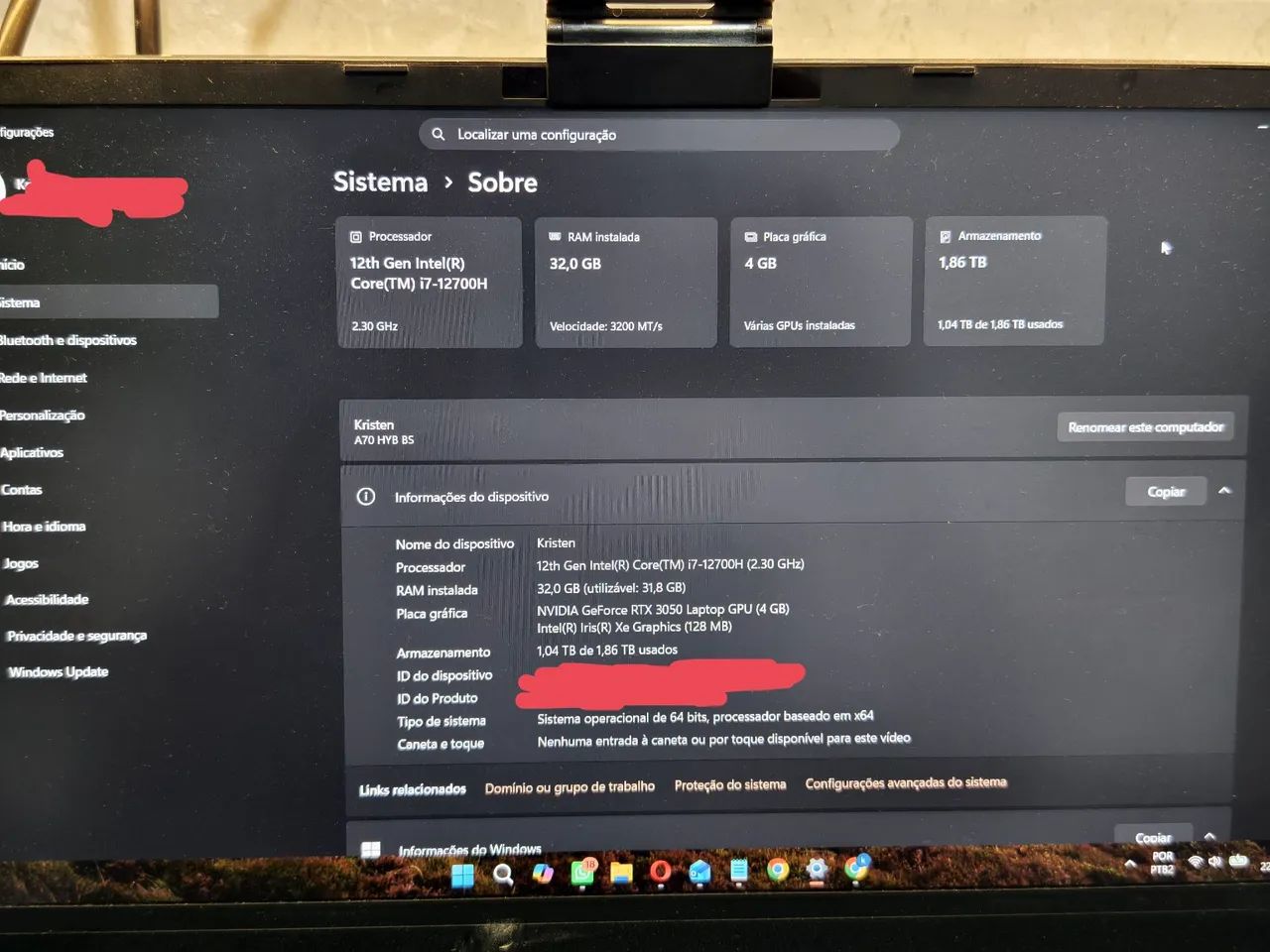 Notebook Avell | Core i7 | 32GB RAM | 2TB SSD NVMe | RTX 3050