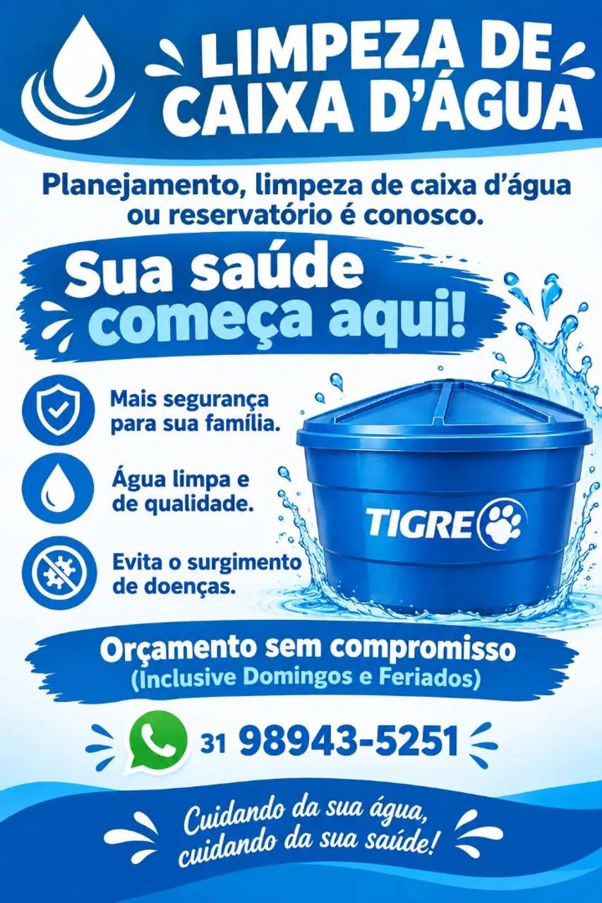 LIMPEZA CAIXA D'ÁGUA E RESERVATÓRIO!