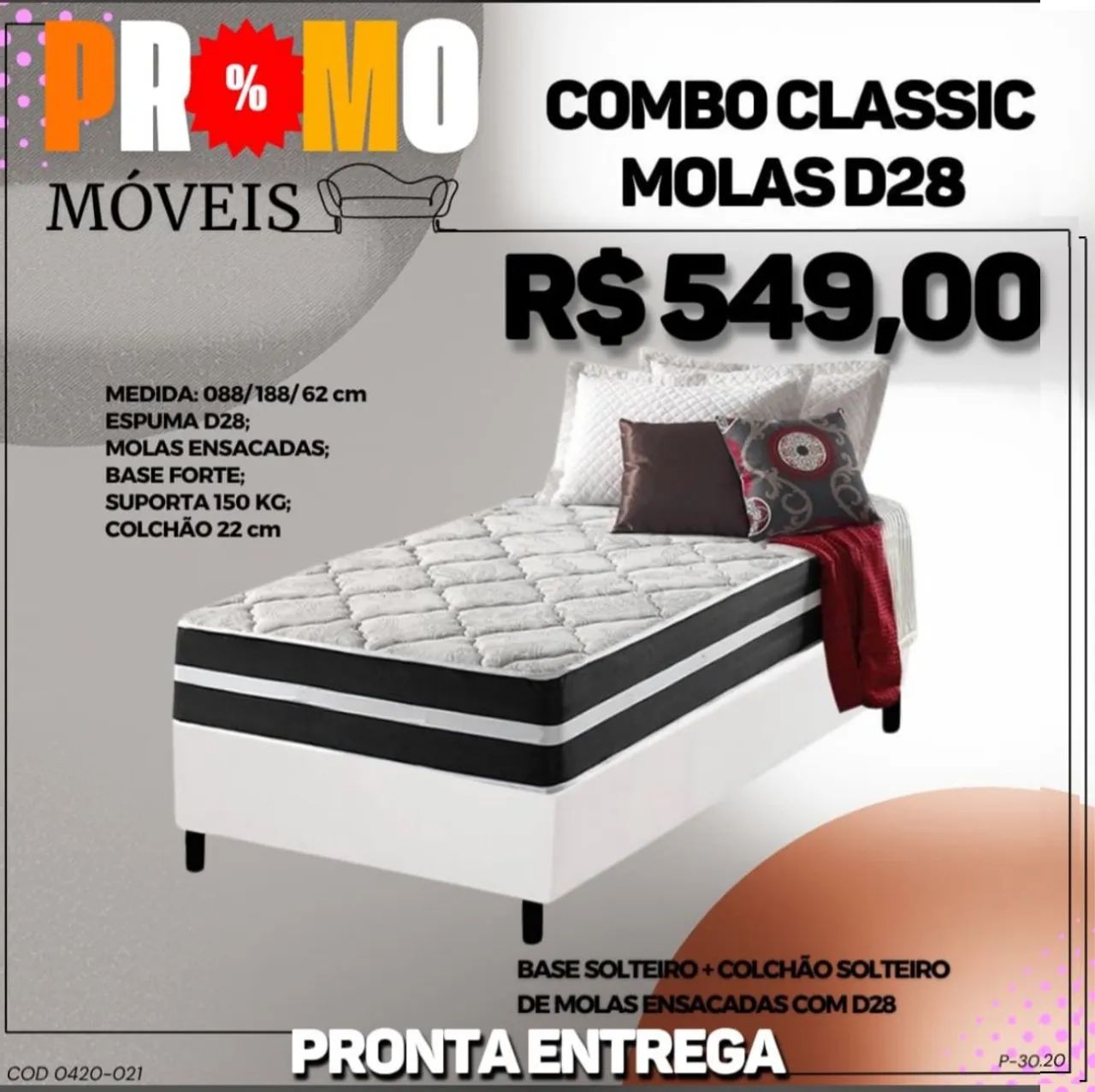Cama Box Solteiro D28 Molas