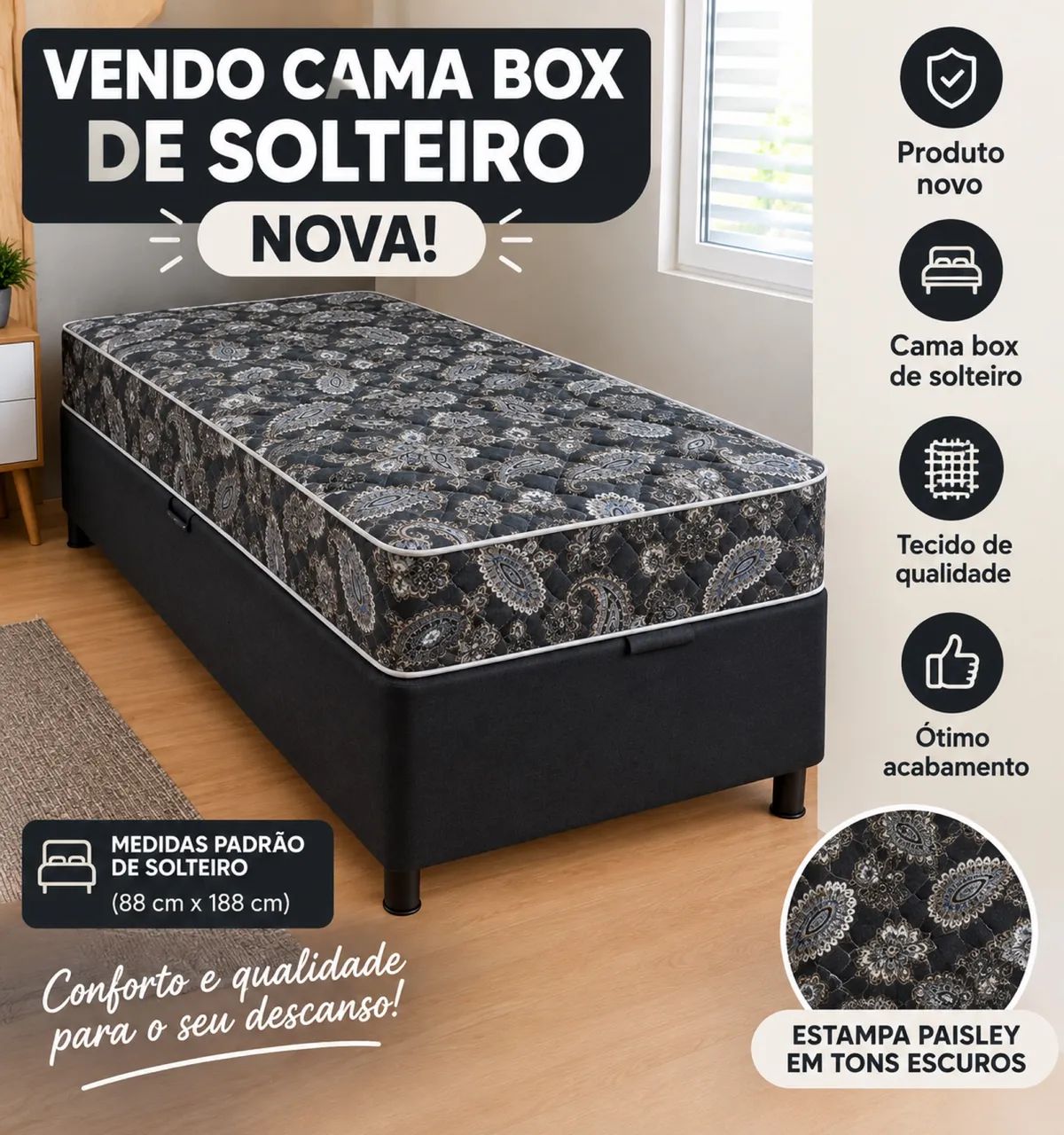 Vendo uma cama box solteiro 