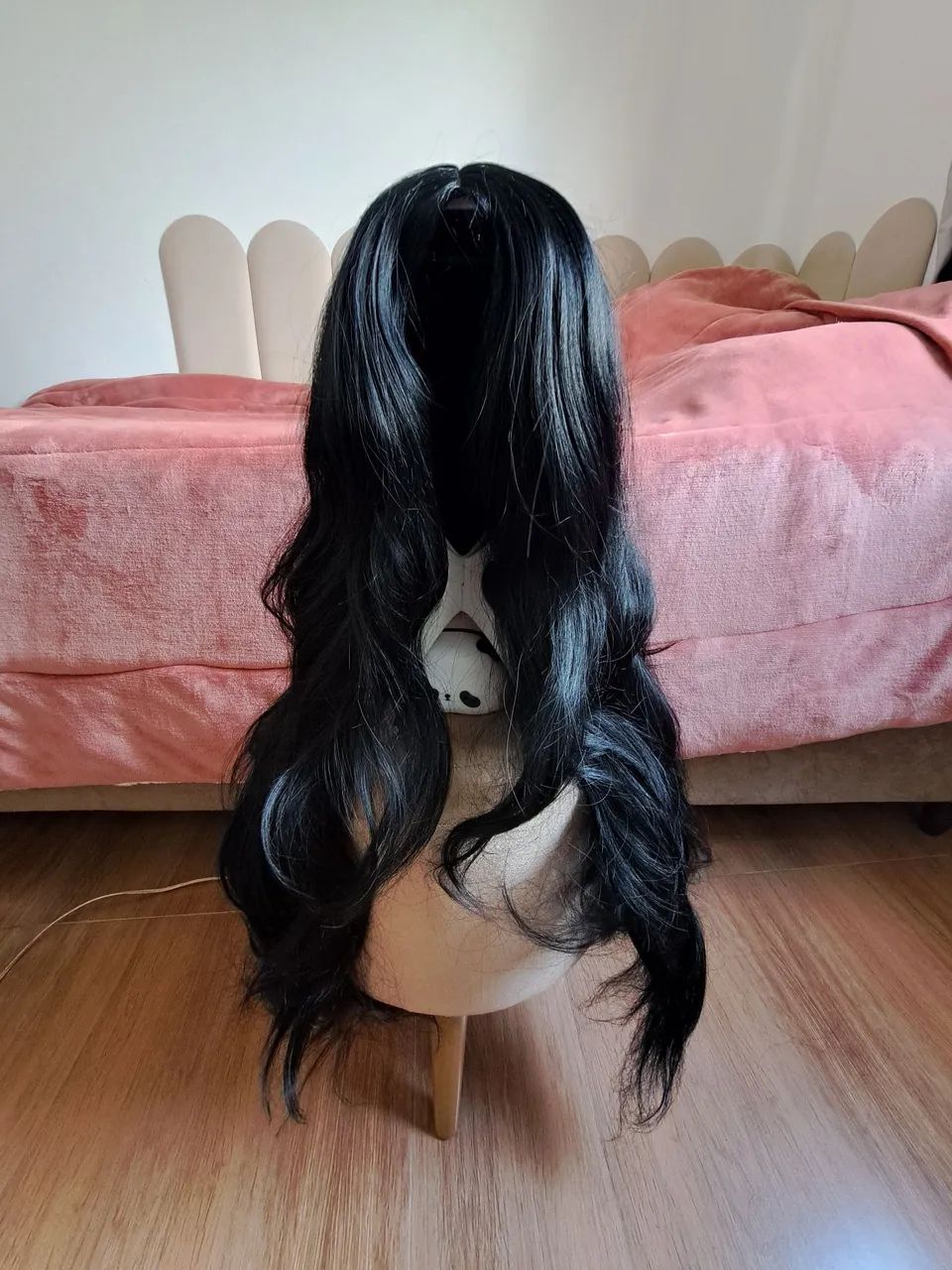 Peruca Preta Comprida Enrolada Cosplay
