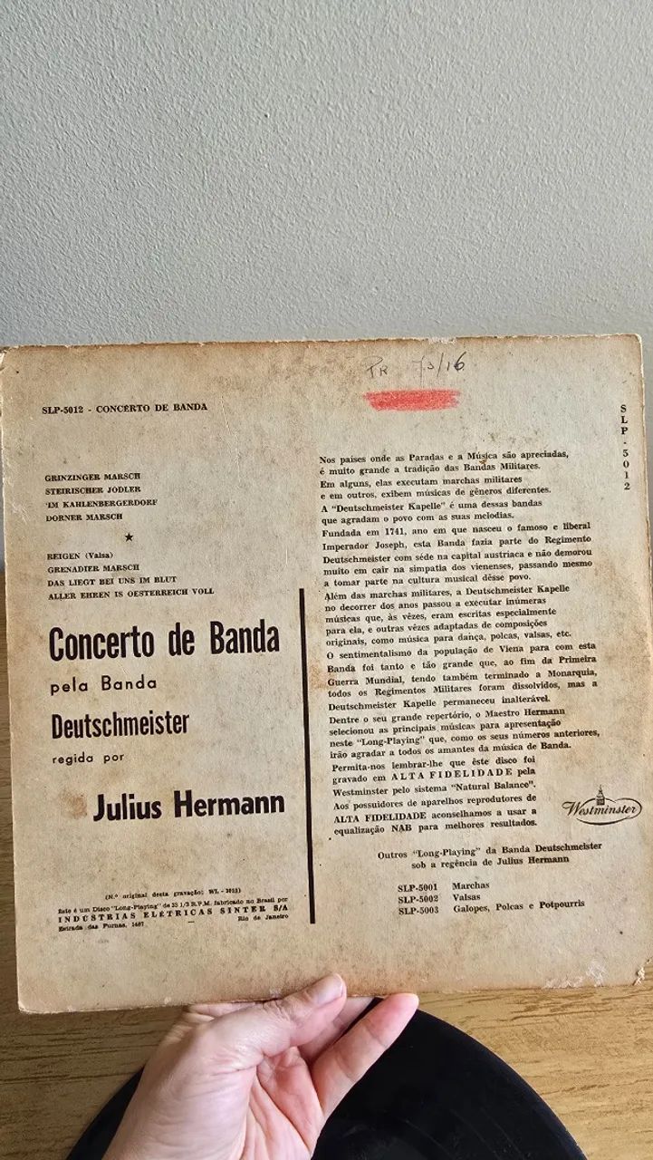 LP - Concerto de Banda com a Deutschmeister Band, regida por Julius Herrmann. - Foto 3