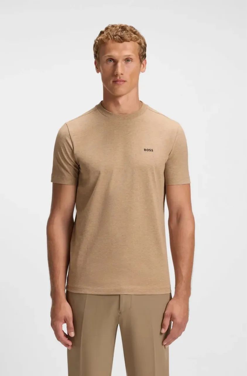 CAMISETA DE AJUSTE REGULAR EM ALGODÃO ELÁSTICO COM LOGO BOSS - Foto 4