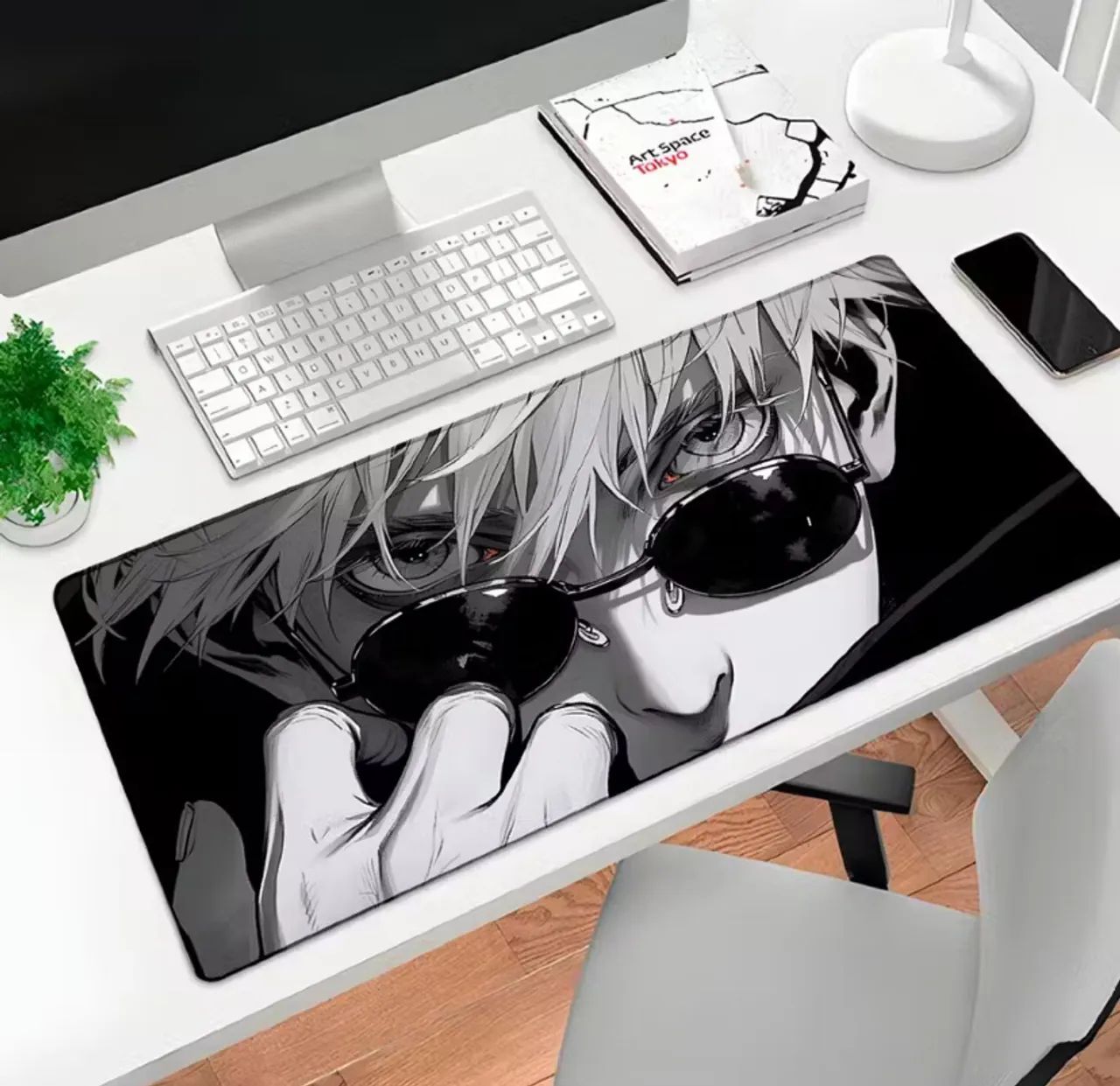 Mousepad Gojo preto e Branco 70x35cm speed p/desktop 