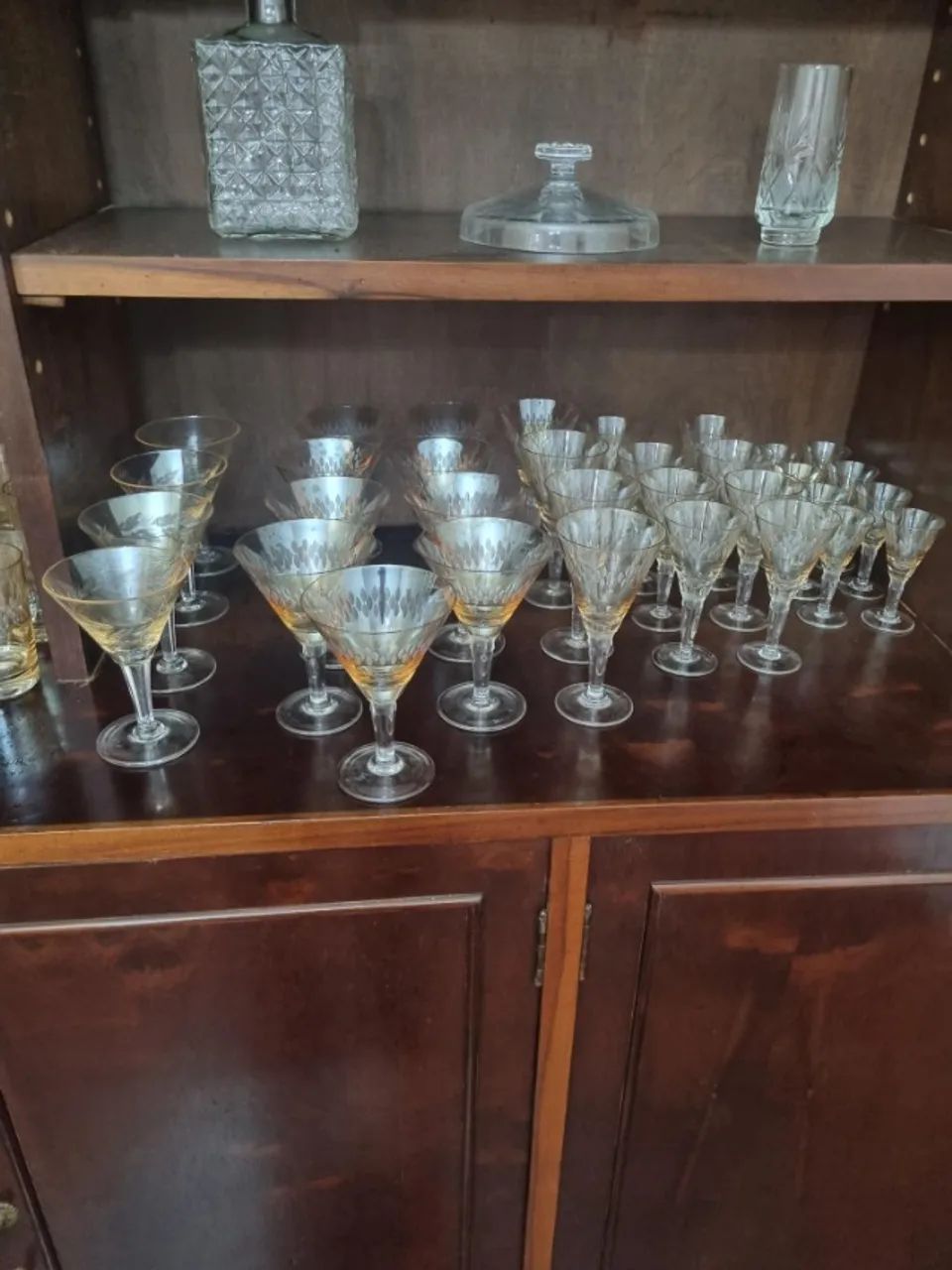 47 taças e copos de cristal âmbar vintage - Foto 4