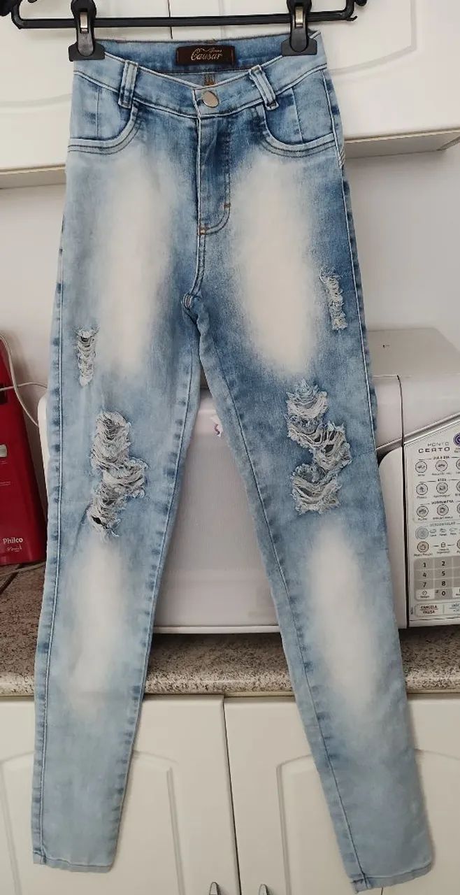 Cal ça Jeans 36 + Top Luxo P  - Foto 2