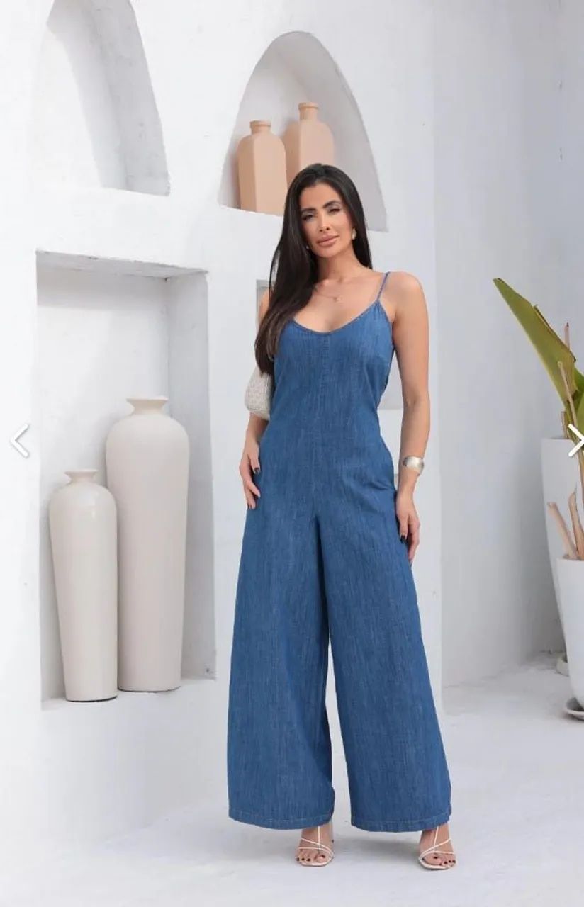Macacão jeans feminino 