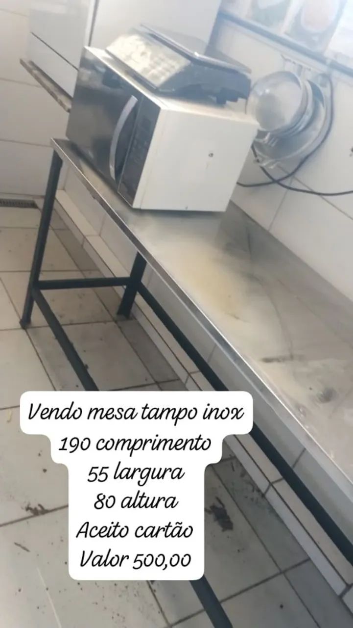 Mesa tampo inox