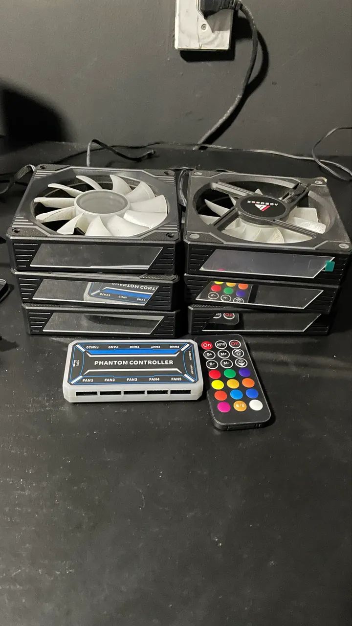 6 ventoinhas(fans)  para gabinete+ controladora e controle