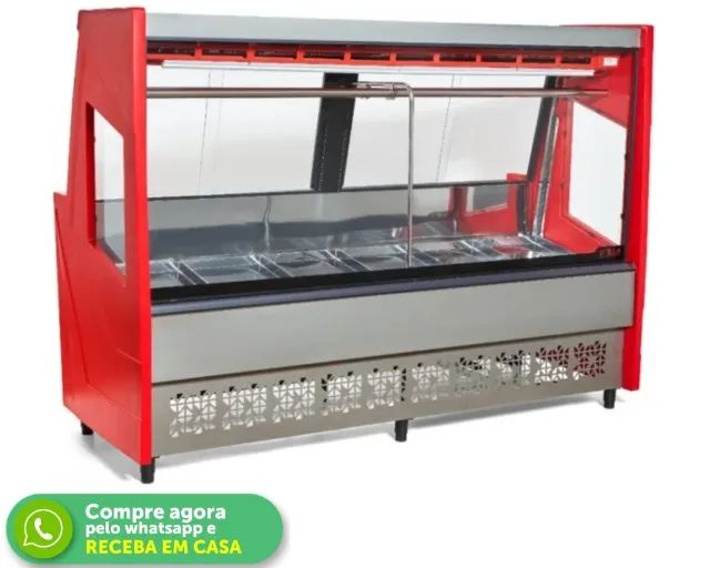 Balcão de Açougue 2M Vidro Reto Vermelho Polar