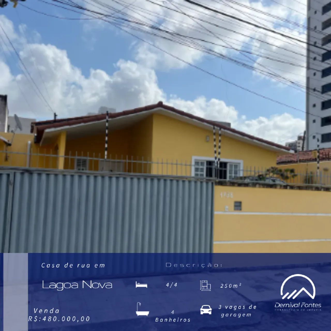 CASA À VENDA EM LAGOA NOVA  250M², 4 QUARTOS E 3 VAGAS