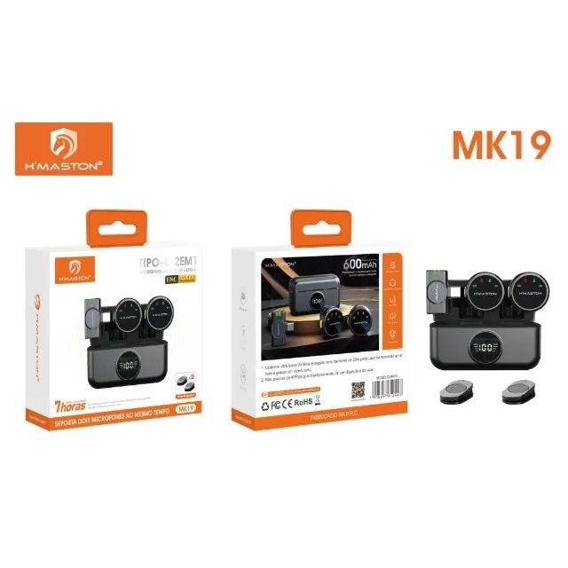 MICROFONE LAPELA DUPLO TIPO C HMASTON MK19 - LOJA DADO DIGITAL - Foto 2