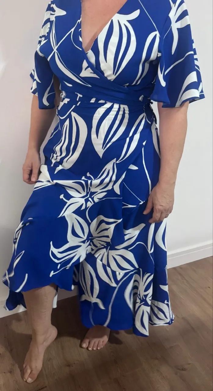 Vestido midi tam M / G envelope azul e branco - Foto 3