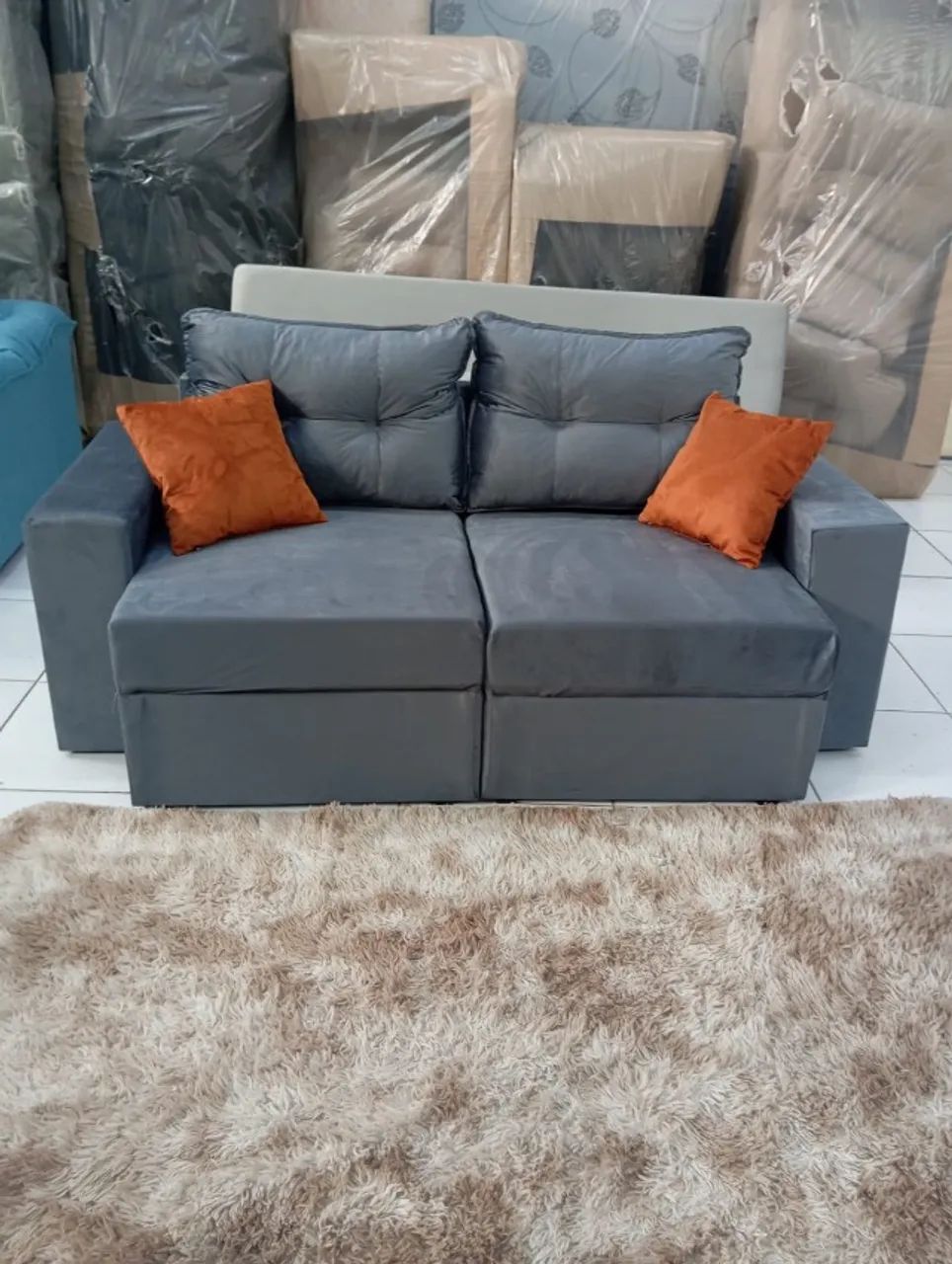 Sofá Suede cinza  - Foto 2