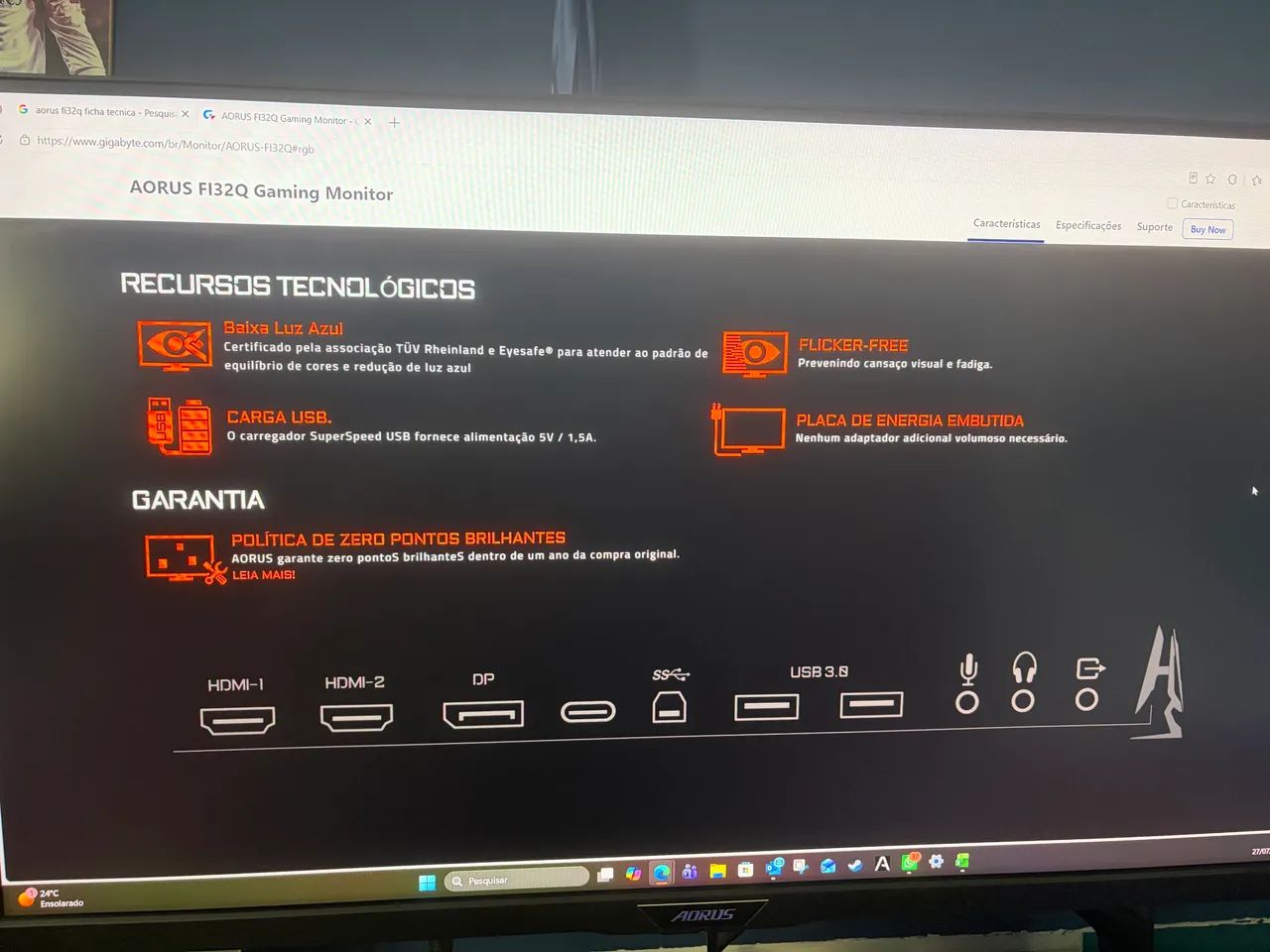 Monitor Aorus 32 SS IPS QHD 165hz 1ms FI32Q - Foto 4